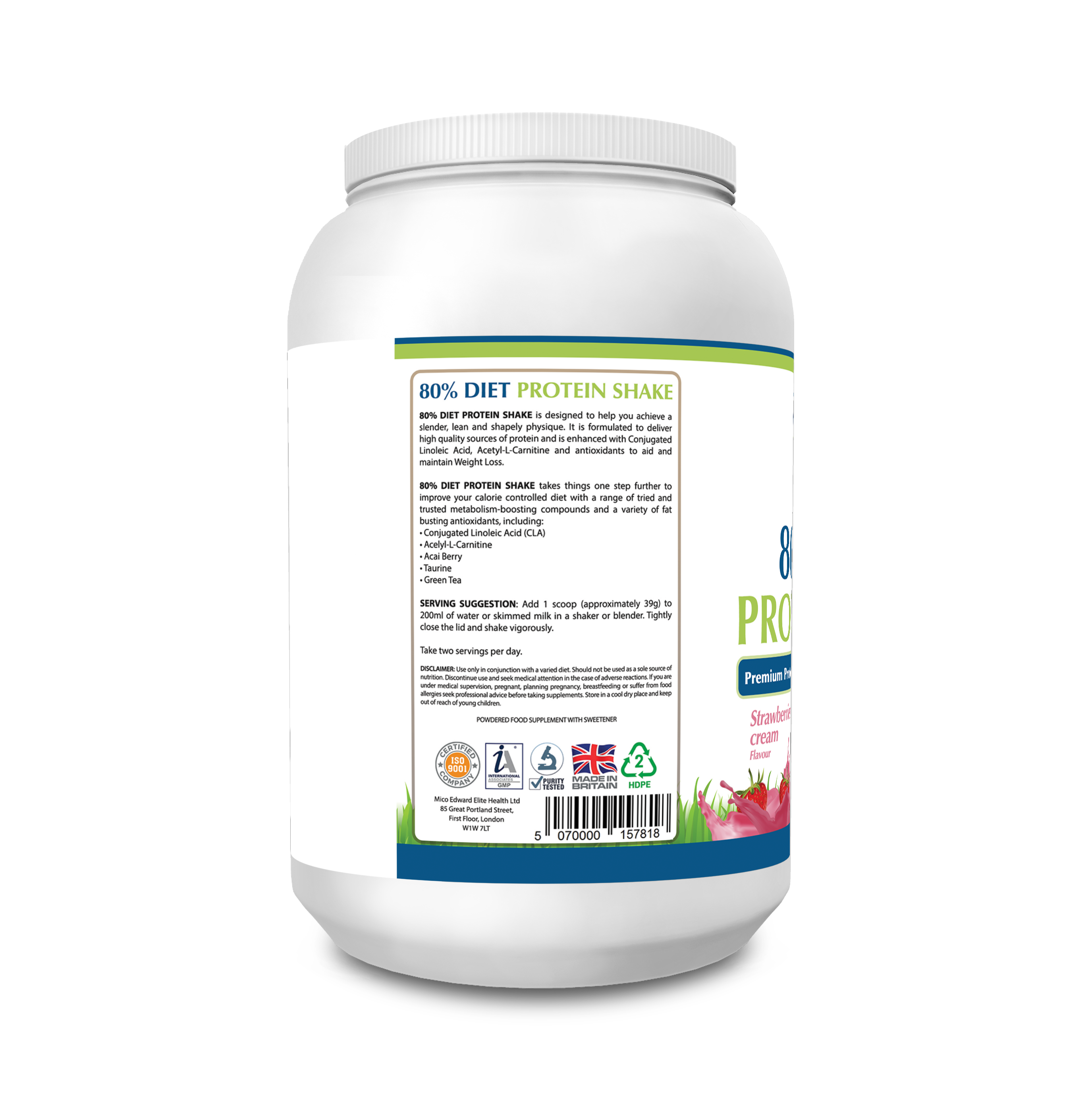 Best Protein Powder Shake Nutritional Diet - Strawberries and Cream Flavored Mico Edward Elite Health Best Protein Powder Shake Nutritional Diet - Strawberries and Cream Flavored Mico Edward Elite Health